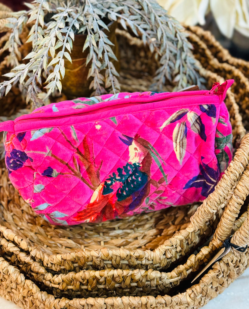 FLORAL VELVET COSMETIC POUCH