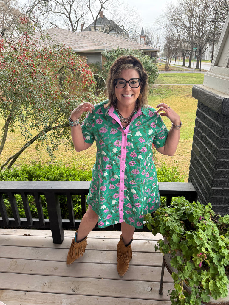 melrose shirt dress MELROSE DRESS Green Multi / S