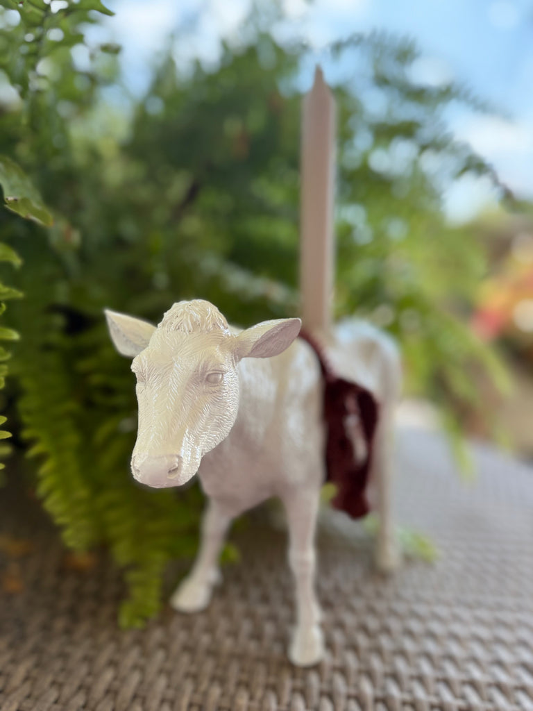 COUNTRY CHARM COW TAPER HOLDER