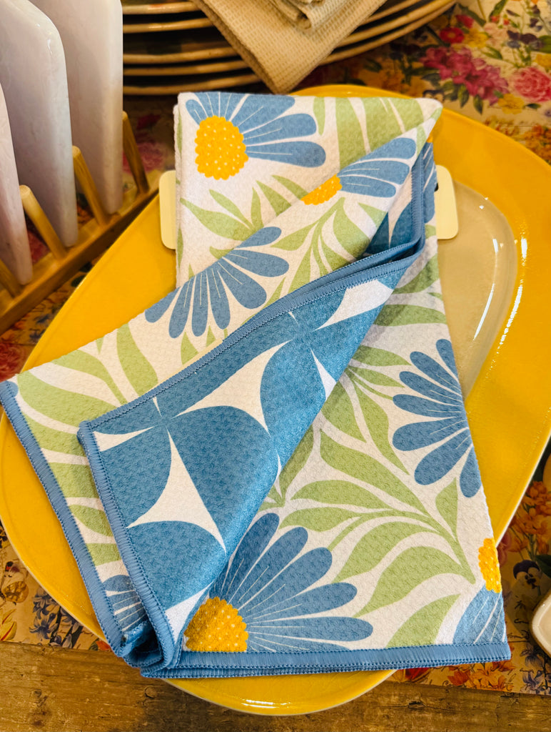 BLUE CONEFLOWER MICROFIBER TEA TOWEL