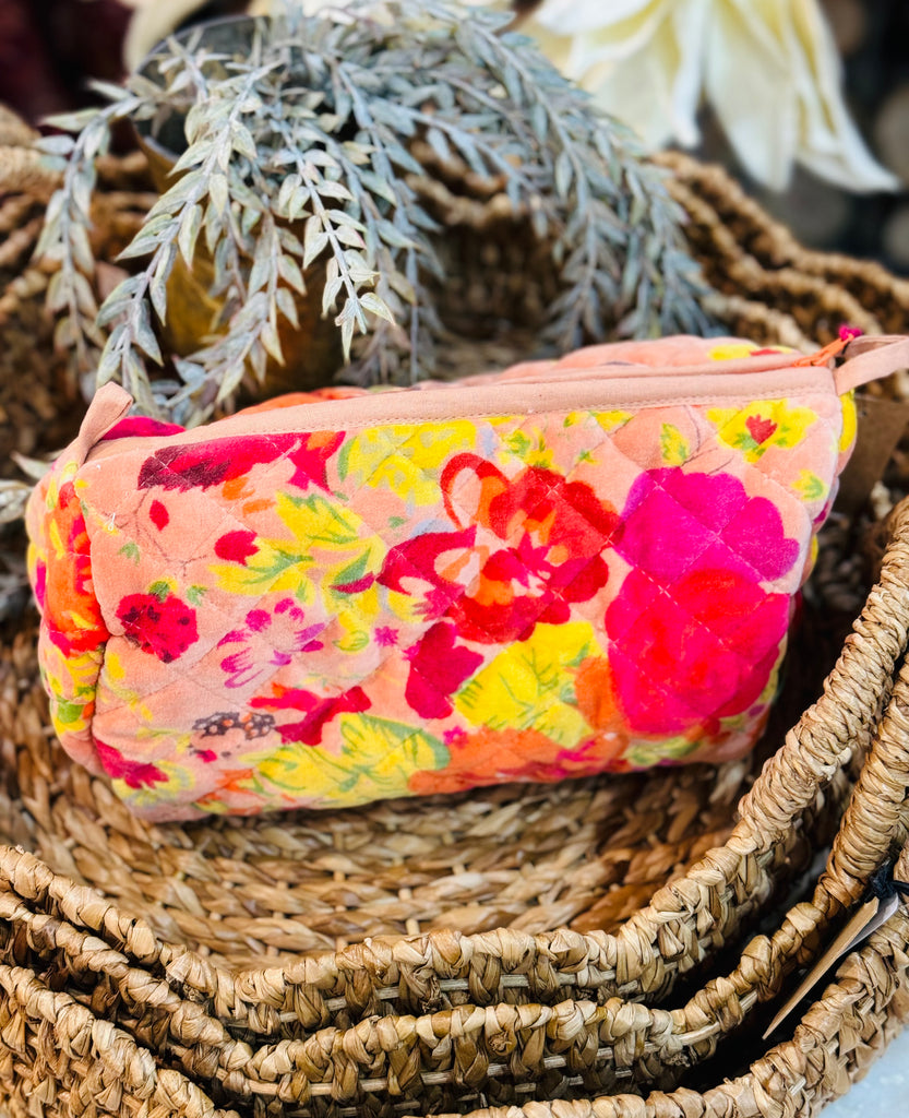 FLORAL VELVET COSMETIC POUCH
