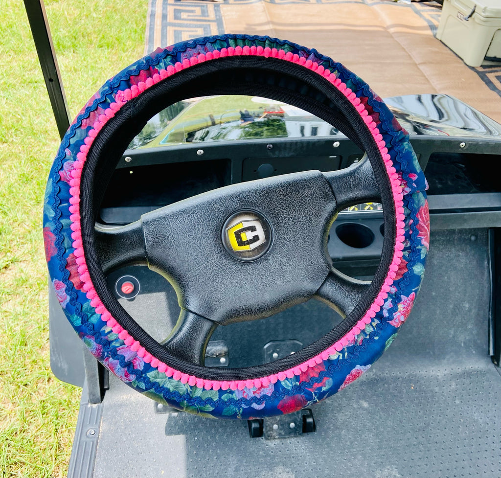 FLORAL GOLF CART STEERING WHEEL COVER