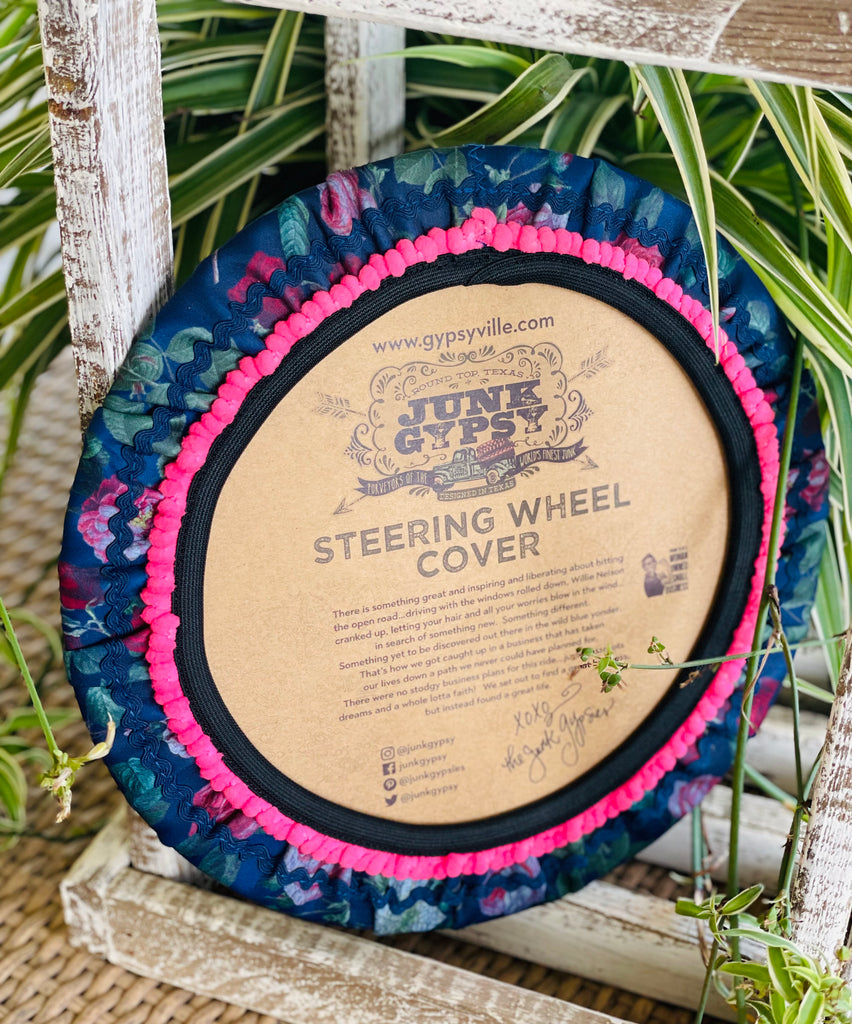 FLORAL GOLF CART STEERING WHEEL COVER